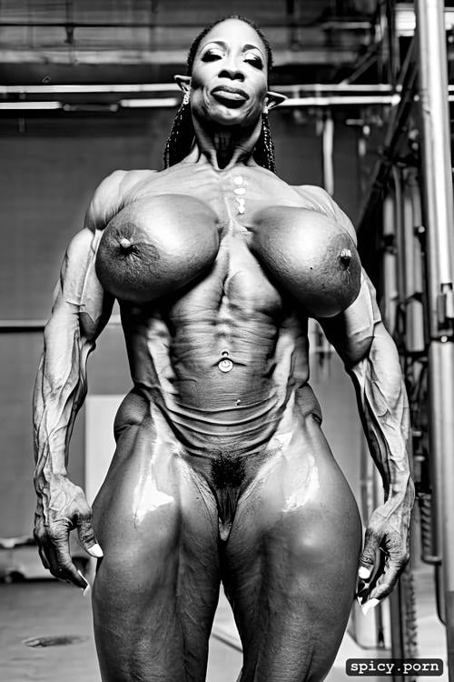 black woman, gorgeous face, muscular body, cum on her face, hot body