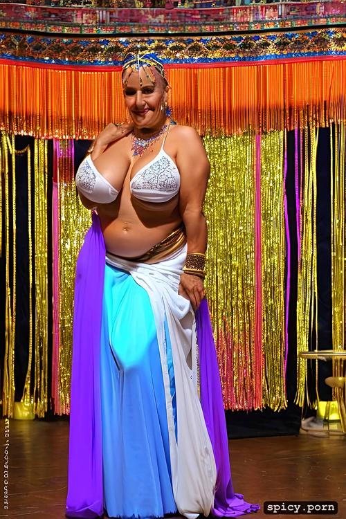 wide hips, detailed face, plus size, performing bellydancer