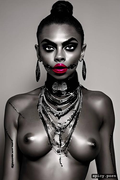 magazine photoshoot smooth black skin dark black face and black lipstick