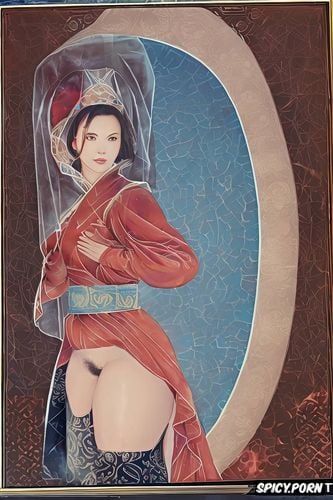 thick thai woman, fat thighs, blue coat, innocent face, portrait olivia munn