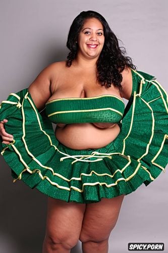 bbw, full body view, ssbbw, intricate beautiful hula dancing costume