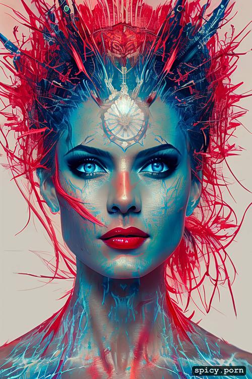 intricate, centered, vibrant, carne griffiths, key visual, nude