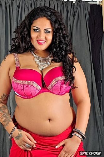 front view, half view, gorgeous south indian belly dancer, voluptuous supermodel