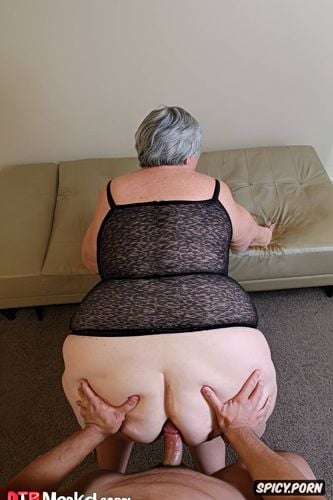 short gray hair, tremendous cum on back, first person pov, very fat grandmothers