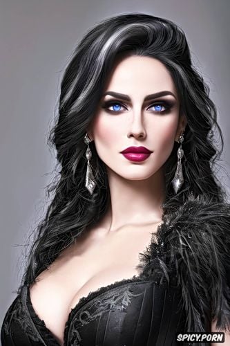 k shot on canon dslr, yennefer of vengerberg the witcher antasy tight low cut elegant ballgown ballroom magic beautiful face young full lips masterpiece