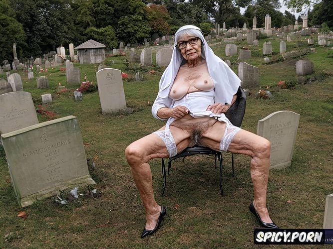 very old granny, zombie, ninety, cemetery, vaginal gape, very thin