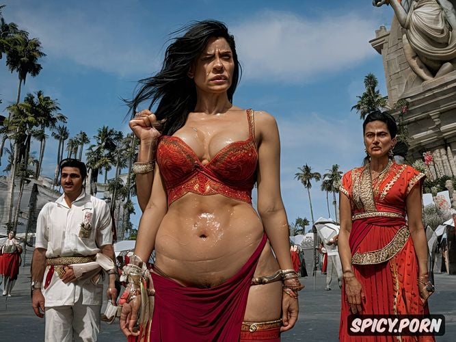 ultra realistic ultra detailed real natural colors detailed anatomy expressive faces old scared tourist wife expose prolapsed uterus and visibly inflamed cervix protruding from pussy look at fierce drugged indian who probes her ass with his fist
