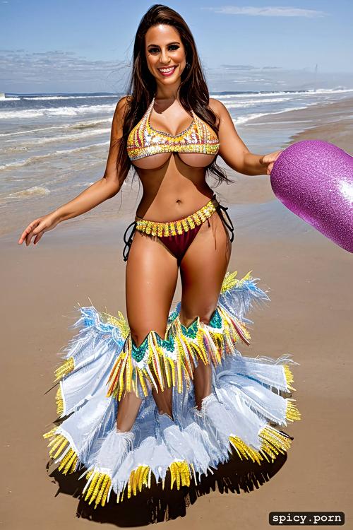 huge natural boobs, intricate beautiful costume with matching bikini top