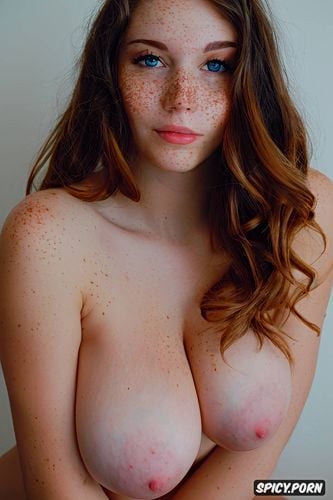 light freckles, full lips, cute face, 18 years old, sagging tits