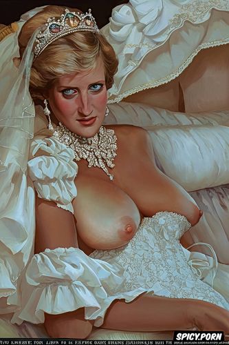 princess diana, wedding dress, brown syrup, courbet, alex ross