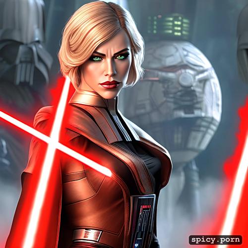 sith lightsaber, confident smirk, pale skin, star wars the old republic