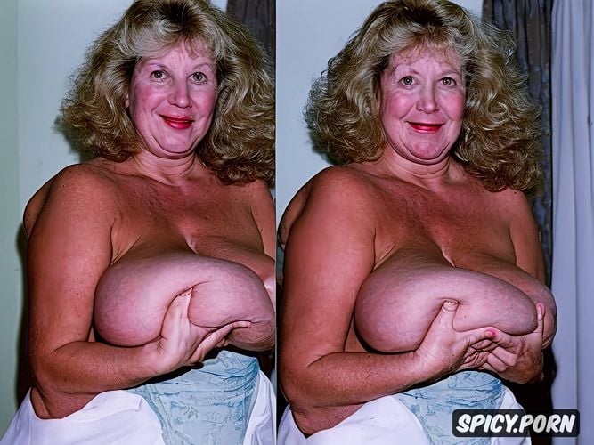 insanely completely large very fat floppy breasts, semi short blond hair