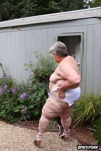 an 80 years old very fat woman naked with obese ssbbw belly