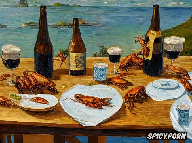 highly detailed, lobsters, impressionism style, detailed, hd