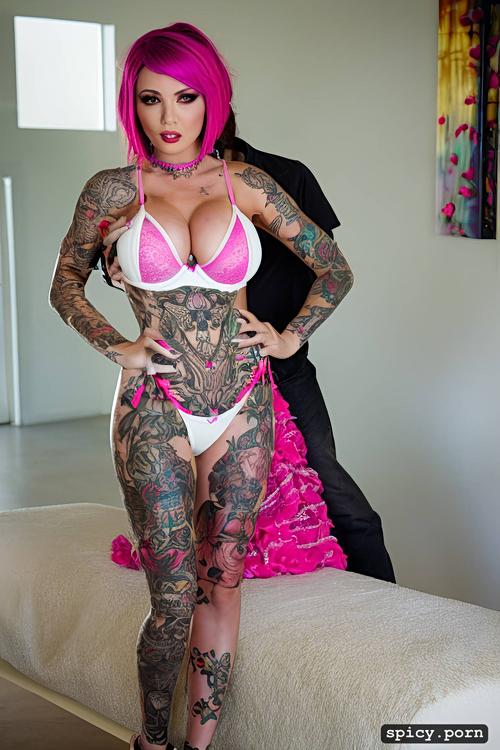 exotic female, pretty face, centered, tattoos, anna bell peaks
