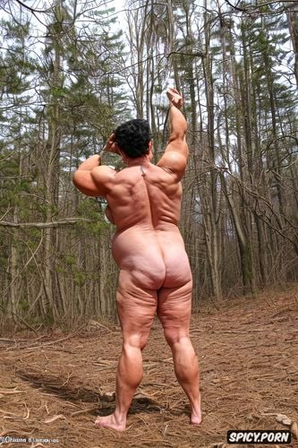 nude, year, ultra realistic, gorgeous granny chubby muscle lady