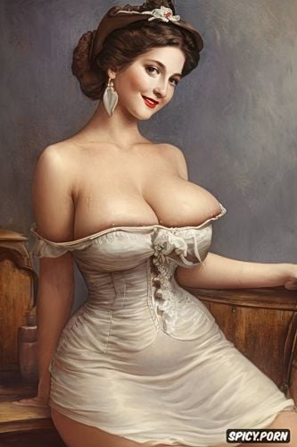 smiling, hourglass figure, british beauty, victorian era wet nurse