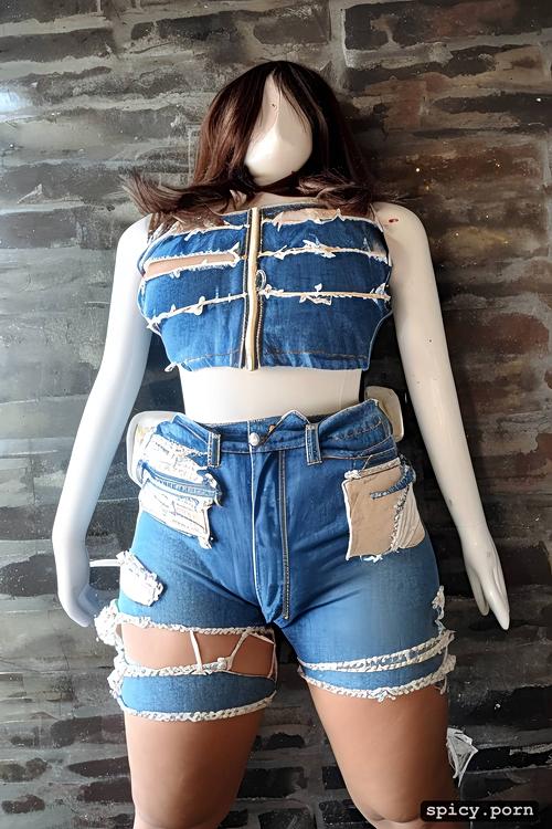 legs dolly floppy toy thicc, cotton seamstress, seams and stitching patched hips zippers and fabric sewing jeans