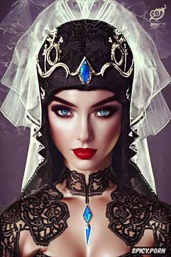 ultra realistic, princess zelda the legend of zelda beautiful face young tight low cut black lace wedding gown