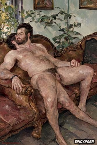 vampire, pyotr krivonogov, hairy vagina, garden, nude, drinking coffee