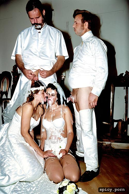group of men1 2, priest, bride and widow with bukkake1 5, cuckold is cumkiss the bride1 2