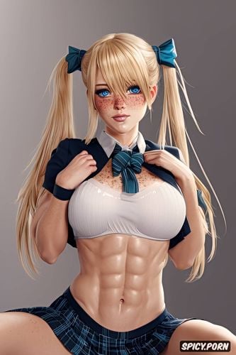 hourglass figure, long hair, abs, school socks, highres, cute face