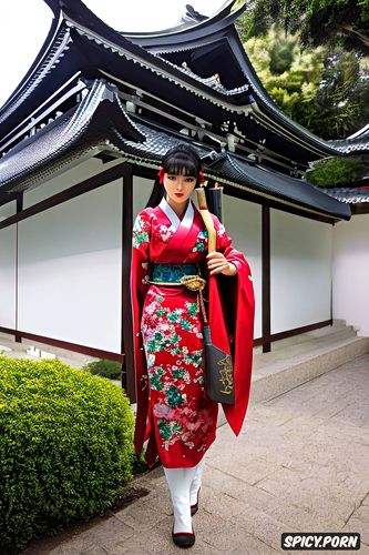 shinto shrine, japan, black hair, full body, 30yo, 30 years old japanese woman