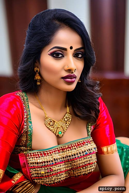 gorgeous face, 20 year old, saree, small tits, indian, cleavage