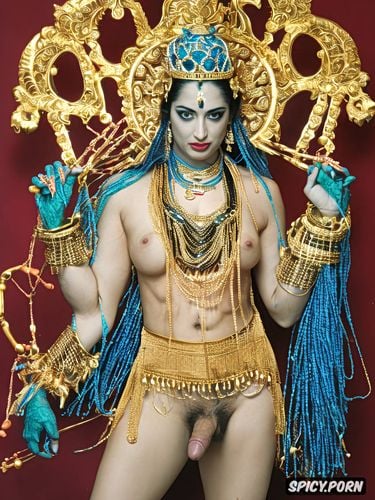 sexy, style realistic beautiful hindu goddess devi radha devi with 4 hands