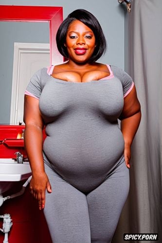 big hips, very large and round areolas occupying the entire breast area