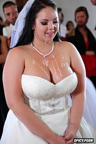 crowded, bride dress bbw teen on altar during her ceremony of wedding