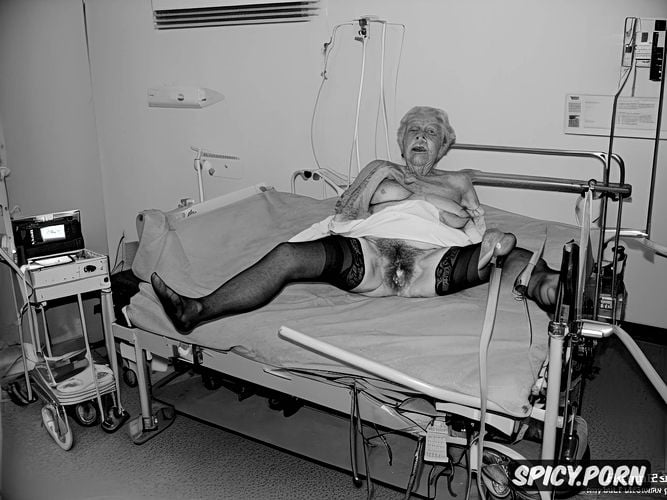 old demented pussy creampie, hospital bed in empty room, old woman with dementia