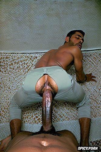 arabs man, focus on man face, big black dick penetrates ass hole