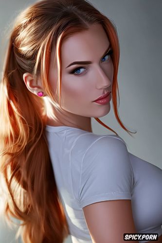 detailed face, medium breasts, ponytail, curvy, scandinavian woman
