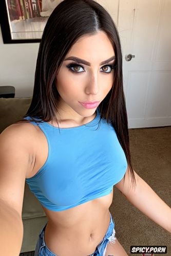 long eyelashes, real amateur selfie, perfect tight body, long straight hair