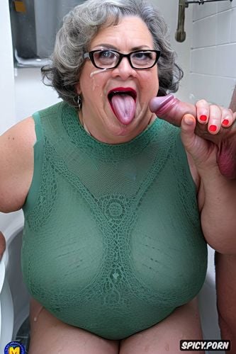 old senior grandmothers, in the toilet, pov, tremendous splash sperm on faces