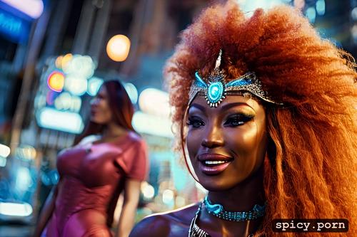 intricate hair, carnival, perfect face, colors, round ass, perfect body