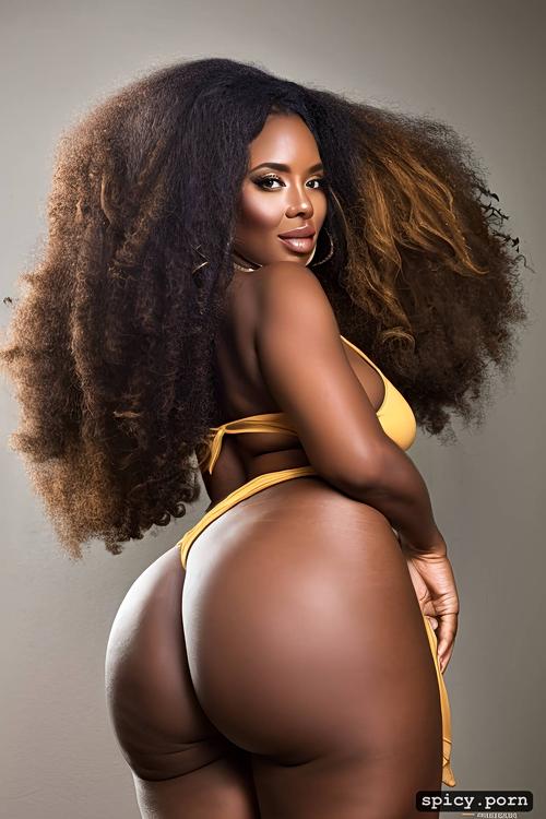 african woman, 20 years, long hair, big butt, black hair, very erotic