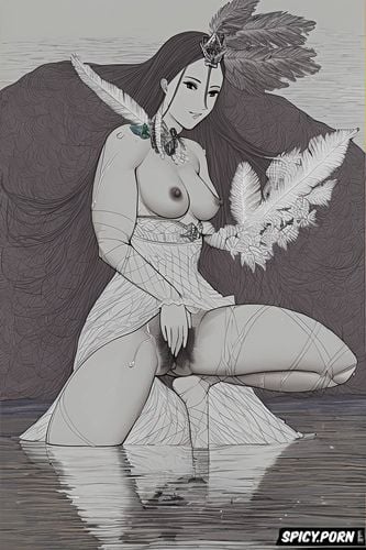 impressionism painting, japanese nude, samba, hairy vagina, fat thighs