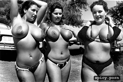 store, flashing, huge breasts, bikini, showing breasts, fat