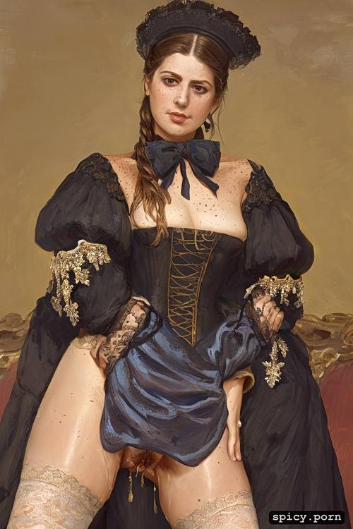lush full lips, ilya repin painting, french braid, 19th century 18 yo russian grand duchess spread legs black dick in pussy