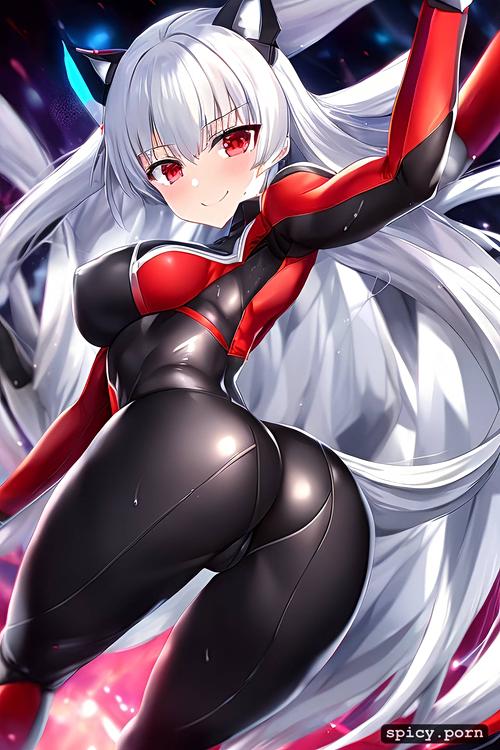 showing of her ass, white hair colour, azur lane, cat woman