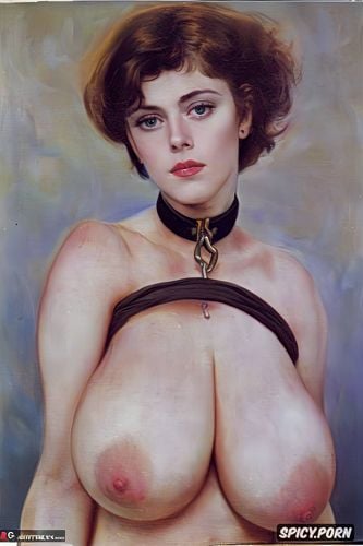 margaret qualley, flat chested, huge saggy breasts, paul peter rubens oil painting