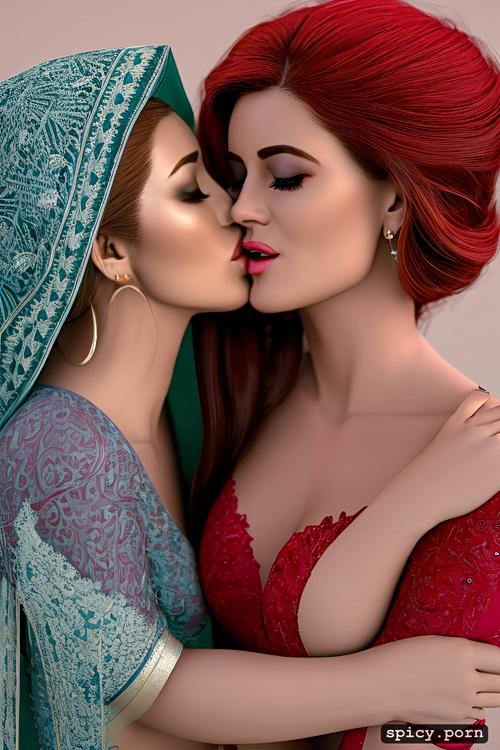 masterpiece, nude, photo realistic, highres, maryam nawaz kissing
