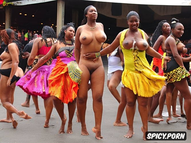 nude women, ebony women, vivid natural colors embossed bodies carnival