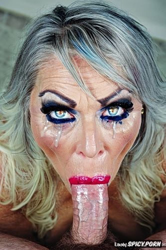 wrinkles, a beautiful granny, angry, eyes wide open, massive thick white dick