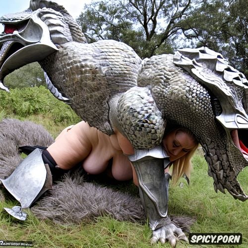 short blonde hair, fat bbw, bent over and fucked by an lizardman