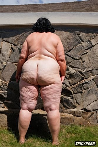 photography high realism and 16k quality, buttocks, fat old woman