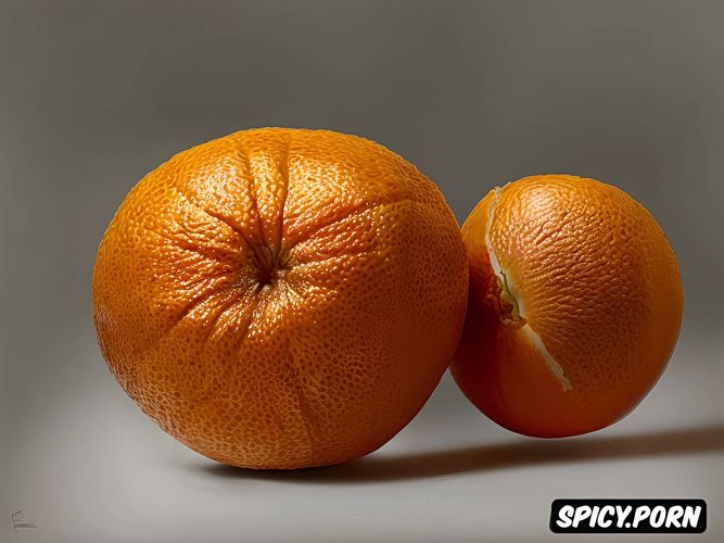 a hyper realist square orange with a high definition orange peel texture it is placed on a stone stell bearing the image of the painter orange anus