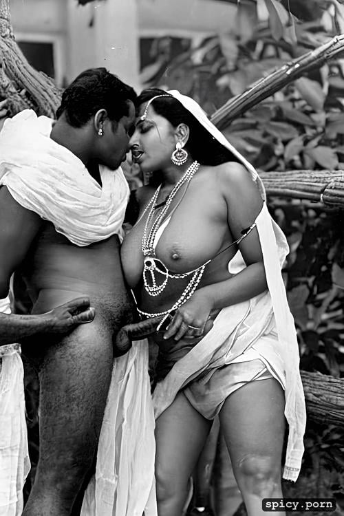 high quality, naked, high detail, hindu women sucking 2 black dicks